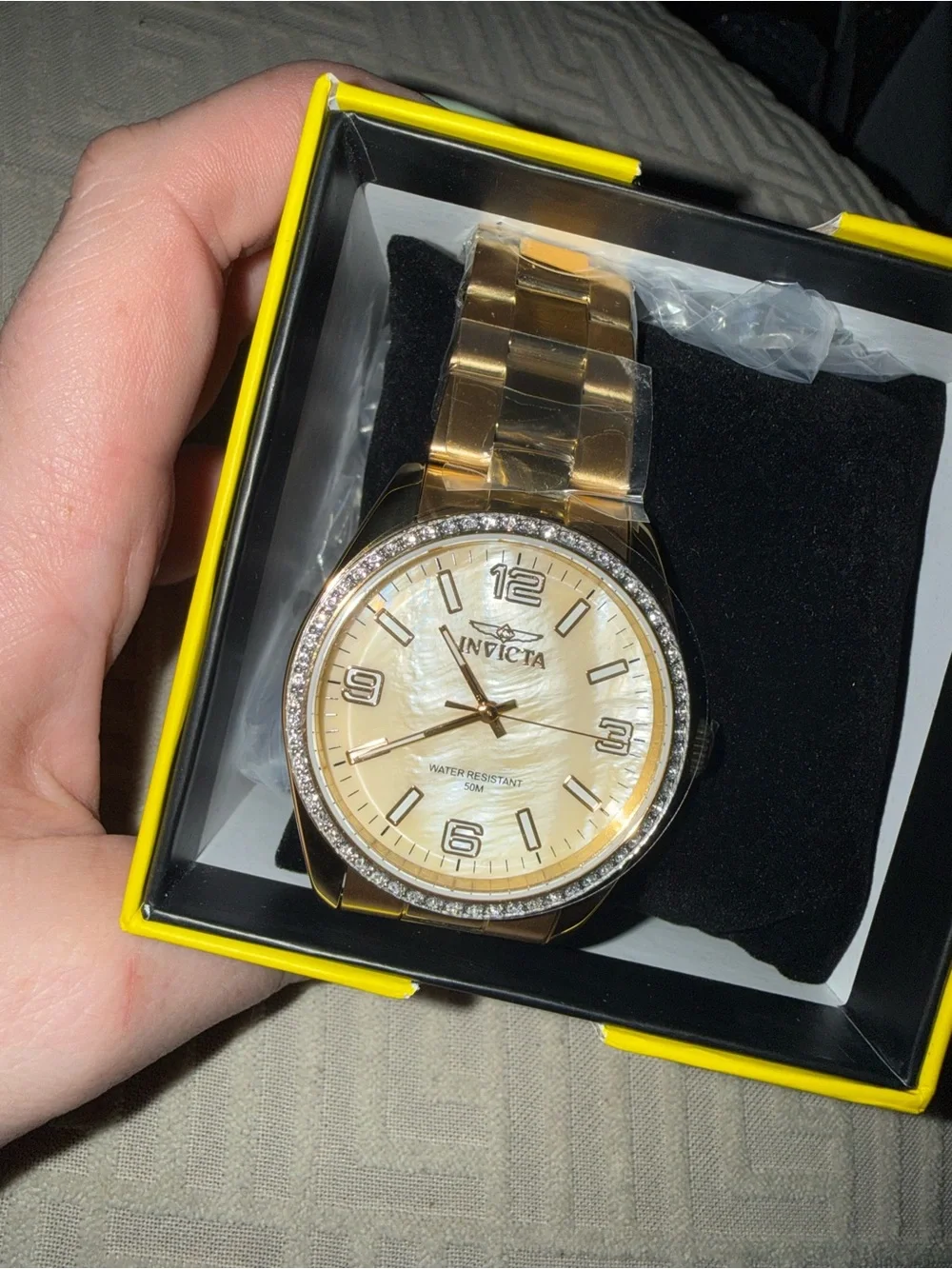 Invicta Gold-Tone Men's Watch with Crystal Bezel